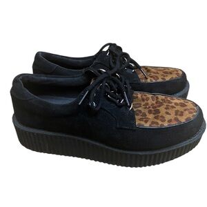 TUK Anarchic Leopard Print Goth Creepers Shoes